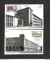 SARRE - SARR - 2 Cartes Maximum 1953 - SAARBRÜCKEN - Ludwigsgymnasium - Hauptpostamt - Cartoline Maximum