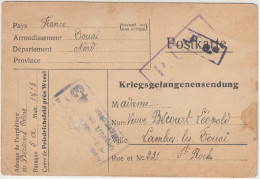 Carte Allemande En Franchise Pour Prisonnier Français, Camp De FIEDRICHFELD (Rheinland), écrite Le 12 Mai 1918 - 1. Weltkrieg 1914-1918