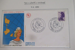 Saint - Pierre Et Miquelon  FDC 04 02 1986 TYPE LIBERTE SURCHARGEE - FDC