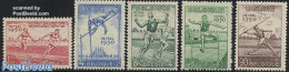 Belgium 1950 European Athletics 5v, Unused (hinged), History - Sport - Europa Hang-on Issues - Athletics - Sport (othe.. - Neufs