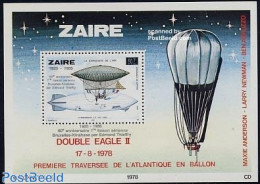 Congo Dem. Republic, (zaire) 1985 First Flight S/s, Mint NH, Transport - Balloons - Zeppelins - Mongolfiere