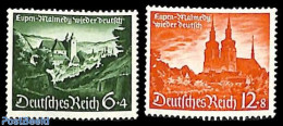 Germany, Empire 1940 Eupen, Malmedy 2v, Mint NH, Religion - Churches, Temples, Mosques, Synagogues - Art - Castles & F.. - Neufs
