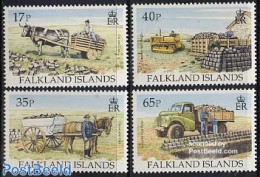 Falkland Islands 1995 Transports 4v, Mint NH, Nature - Transport - Horses - Automobiles - Cars