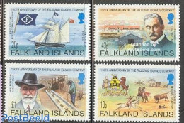 Falkland Islands 2002 Falkland Islands Company 150th Anniversary 4v, Mint NH, History - Nature - Transport - Coat Of A.. - Barcos