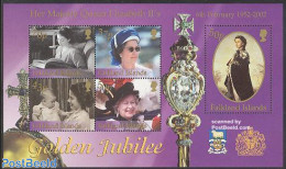 Falkland Islands 2002 Golden Jubilee S/s, Mint NH, History - Kings & Queens (Royalty) - Art - Books - Case Reali