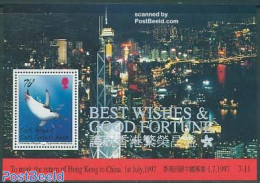 South Georgia / Falklands Dep. 1997 Hong Kong To China S/s, Mint NH, History - Nature - Various - History - Birds - Pe.. - Hologramas