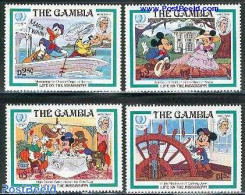 Gambia 1985 Youth Year, Disney 4v, Mint NH, Transport - Various - Ships And Boats - International Youth Year 1984 - Ar.. - Boten