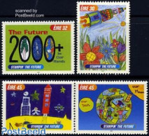 Ireland 2000 Future On Stamps 4v (2v+[:]), Mint NH, Transport - Space Exploration - Art - Children Drawings - Unused Stamps