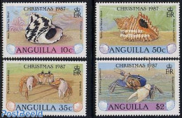 Anguilla 1987 Christmas 4v, Marine Life, Mint NH, Nature - Religion - Shells & Crustaceans - Christmas - Crabs And Lob.. - Vita Acquatica