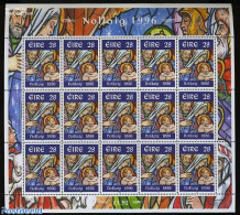 Ireland 1996 Christmas M/s (with 15 Stamps), Mint NH, Religion - Christmas - Art - Stained Glass And Windows - Neufs