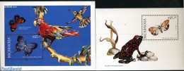 Nicaragua 1999 Butterflies 2 S/s, Mint NH, Nature - Butterflies - Frogs & Toads - Parrots - Nicaragua