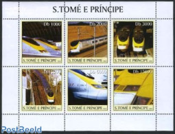 Sao Tome/Principe 2003 Railways, Eurostar 6v M/s, Mint NH, Transport - Railways - Treinen
