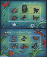 Nevis 2000 Butterflies 2x6v M/s, Mint NH, Nature - Butterflies - St.Kitts Y Nevis ( 1983-...)