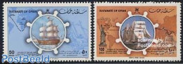 Oman 1986 Statue Of Liberty 2v, Mint NH, Transport - Ships And Boats - Art - Sculpture - Boten