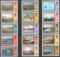 South Georgia / Falklands Dep. 1980 Definitives 15v, Mint NH, Religion - Science - Transport - Various - Churches, Tem.. - Churches & Cathedrals