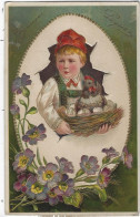 JOYEUSE PAQUES  ENFANT CARTE EN RELIEF  BELLE CARTE - Ostern