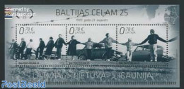 Latvia 2014 Baltic Chain 25th Anniversary S/s, Mint NH, History - Transport - Various - History - Automobiles - Joint .. - Automobili