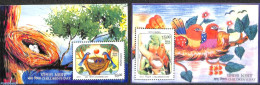 India 2017 Children Day, Birds 2 S/s, Mint NH, Nature - Birds - Parrots - Ungebraucht