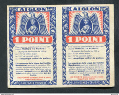 Bon Papier Promotionnel "Aiglon - 1 Point (x2) - Chocolats L. Grivegnée à Verviers - Belgique" - Noodgeld