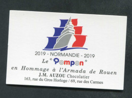Carte De Visite "Le Pompon" En Hommage à L'Armada De Rouen - Normandie 2019 - J.M. Auzou Chocolatier - Cartoncini Da Visita