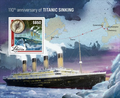 Liberia 2022 110th Anniversary Of The Sinking Of The Titanic, Mint NH, Transport - Ships And Boats - Titanic - Schiffe