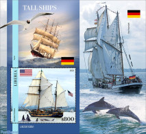 Liberia 2023 Tall Ships , Mint NH, History - Nature - Transport - Flags - Birds - Sea Mammals - Ships And Boats - Barche
