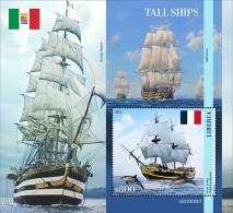 Liberia 2023 Tall Ships , Mint NH, Nature - Transport - Sea Mammals - Ships And Boats - Barcos