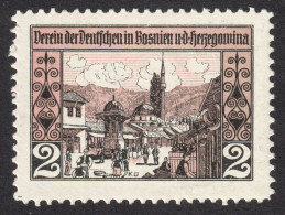 Mosque Minaret Baščaršija Bazaar Fountain BOSNIA KuK Sarajevo Verein Deutschen GERMANY Charity VIGNETTE LABEL CINDERELLA - Bosnia And Herzegovina