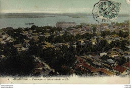 33 ARCACHON N°2 Panorama Marée Haute En 1907 Bateau Yacht - Arcachon