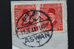 1931 CACHET ASWAN /T DU 31/12/31 SUR PAIRE Y&T EG 123 ROI FOUAD I 10 M SUR FRAGMENT - Usados