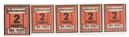 Lot De 5 Jeton-carton / Bon Prime Chocolat Années 50 "Phoscao 2 Points - IMA 15, Bd Des Italiens Paris 2e" - Monetary / Of Necessity