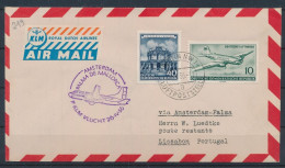 ALEMANIA DDR PRIMER VUELO AMSTERDAM PALMA MALLORCA 1956 CON LLEGADA - Lettres & Documents