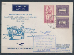 ALEMANIA PRIMER VUELO LUFTHANSA HAMBURG MONTREAL CHICAGO 1956 - Covers & Documents