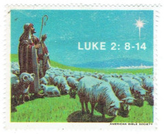 Religion, Mouton, Sheep : Timbre Luke 2: 8-14 émis Par L'American Bible Society (neuf Sans Gomme) - Sonstige & Ohne Zuordnung