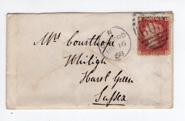 1868. GREAT BRITAIN,ENGLAND,OXFORD TO HURST GREEN COVER,1 PENNY RED,PERF.,SMALL SCALE COVER - Brieven En Documenten