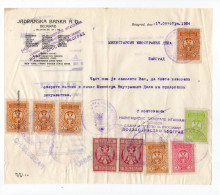 1924. KINGDOM OF SHS,SERBIA,BELGRADE,JADRANSKA BANKA,ADRIATIC BANK LETTERHEAD,9 REVENUE STAMPS - Storia Postale