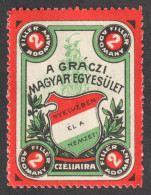 Hungary AUSTRIA / Hungarian Association Graz Charity CINDERELLA LABEL VIGNETTE Hungarica Hungarika 1910 FLAG - Otros & Sin Clasificación