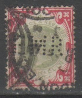 GB 1887 - Effigie 1 S. Rosso E Verde Perfin EMR - Perforadas