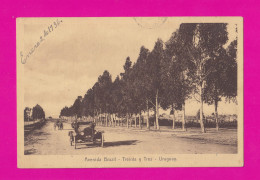 Montevideo. Avenida Brazil- Old Car And Vagon - Uruguay