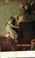 Girl Playing Clave Postcard German Edition J A Muenier Klavierstunde - Musique Et Musiciens