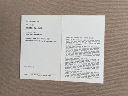 CALIBER Frans °PERK 1903 +VILVOORDE 1978 - VAN HORENBEECK - Obituary Notices