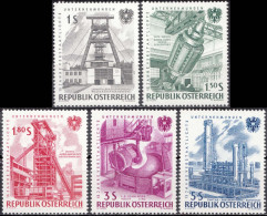 1961, Austria, State Companies, Coats Of Arms, Cranes (Machines), Energy, Heraldic Animals, MNH(**), Mi: 1092-1096 - Neufs