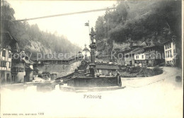 11757130 Fribourg FR Pont Suspendu Fontaine Fribourg - Sonstige & Ohne Zuordnung