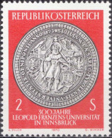 1970, Austria,  Leopold-Franzens-University, Innsbr, Education, Seals (Emblems), Universities, MNH(**), Mi: 1326 - Unused Stamps