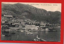 (RECTO / VERSO) MONTE CARLO EN 1913 - N° 1136 - VUE PRISE DE MONACO - BEAU TIMBRE DE MONACO ET CACHET - CPA - Porto