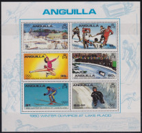 F-EX49815 ANGUILLA MNH 1980 WINTER OLYMPIC GAMES LAKE SKI SKATING SKIING.  - Invierno 1980: Lake Placid