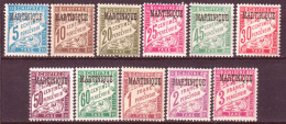 Martinica 1927 Segnatasse Y.T.1/11 **/MNH VF/F - Impuestos