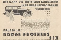 Automobile DODGE BROTHERS SIX Chrysler - Pubblicità D'epoca - 1929 Old Ad - Publicidad