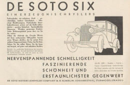 Automobile DE SOTO SIX Chrysler - Pubblicità D'epoca - 1929 Old Advert - Publicidad