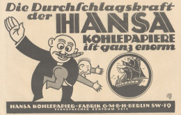 Hansa Kohlepapier - Illustrazione - Pubblicità D'epoca - 1925 Old Advert - Publicités